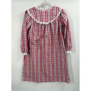 Lanz Of Salzburg Girls Nightgown Size M 7/8 Classic Red Heart Tyrolean Fleece